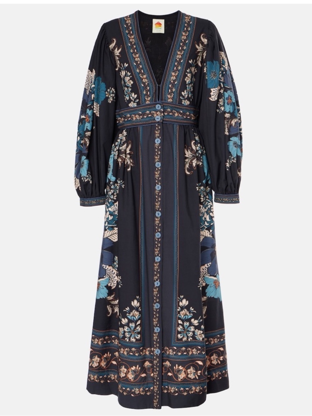 FARM RIO BLACK BLOSSOM TAPESTRY MIDI DRESS MEDIUM SIZE( new without tag ) - Picture 2 of 9